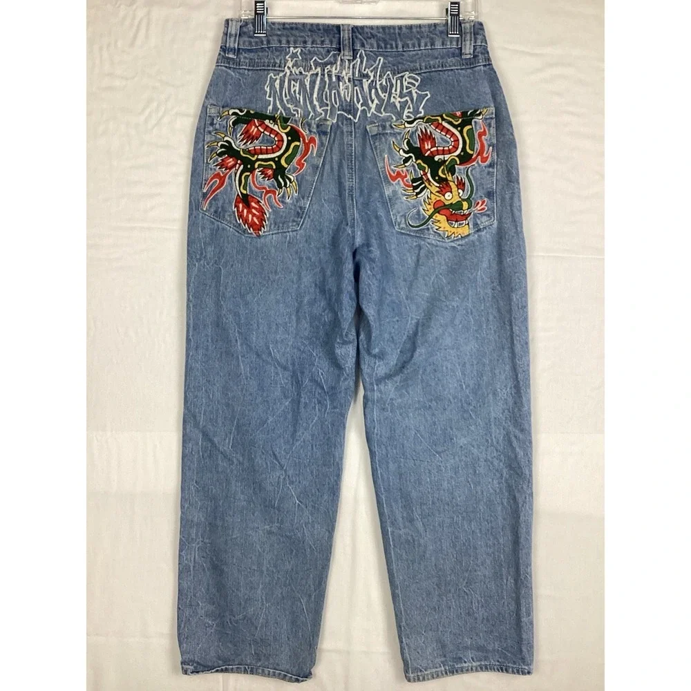 Ninth Hall Ambush Jeans Mens 28 Embroidered Dragon, Blue Denim 90's - Picture 1 of 12